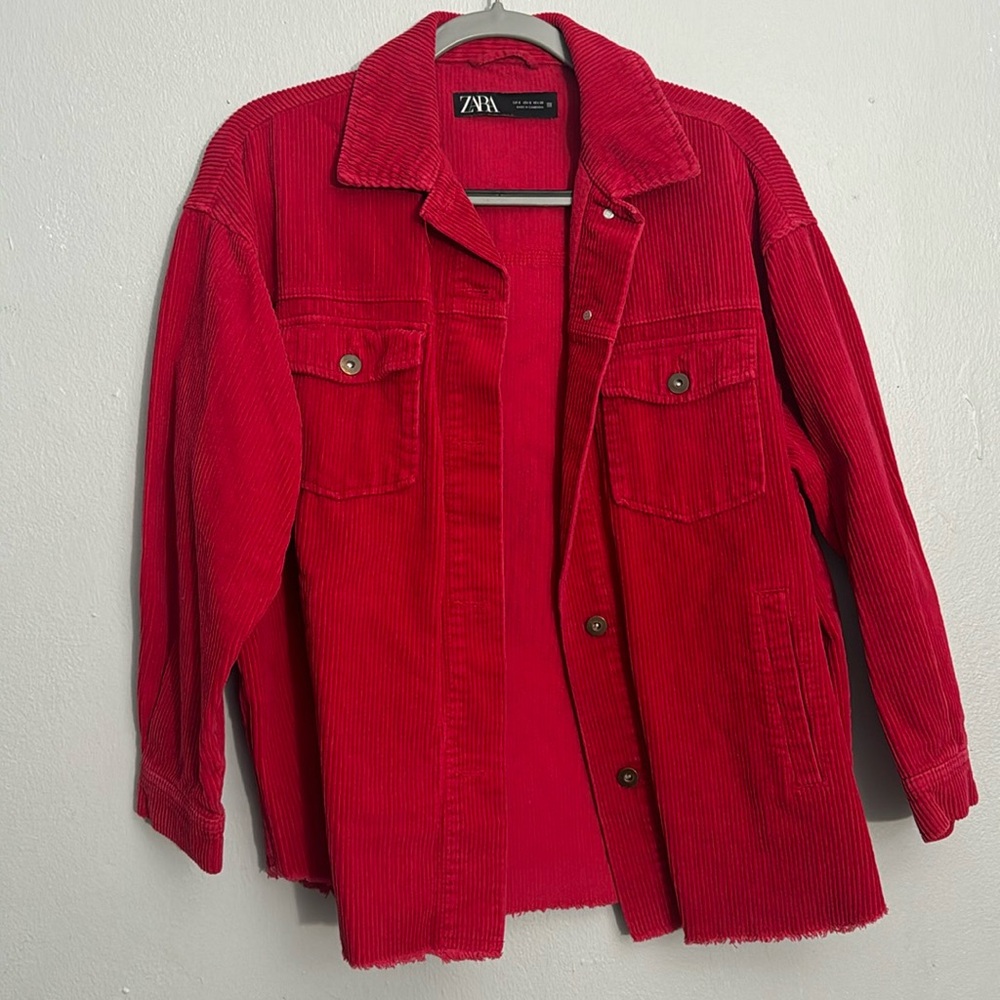 Red Zara Corduroy shacket
